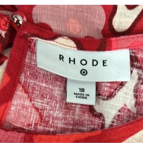 Rhode x Target Midi Red Floral Linen Blend Bell Sleeve Dress  size 18 - Picture 3 of 10
